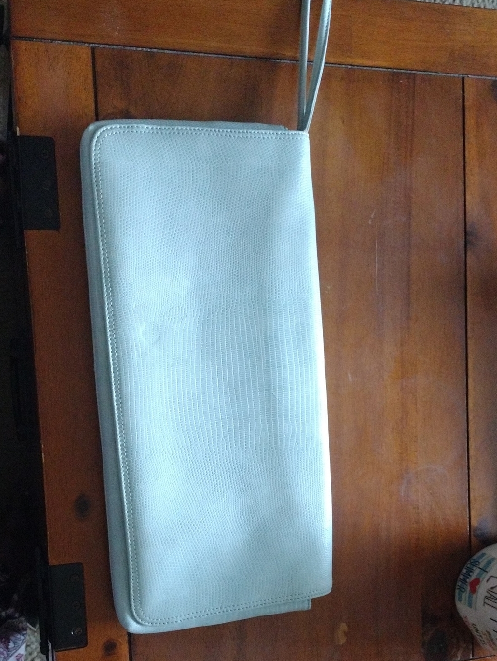 XL Light Blue Faux Croc Wristlet Clutch By Stone Mountain